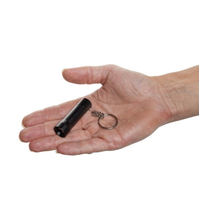 Brelok latarka LED czarna z recyklingu, grawer logo - zdjecie 4